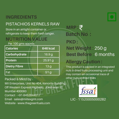 Pistachio Kernel (Unsalted) - 250 gm